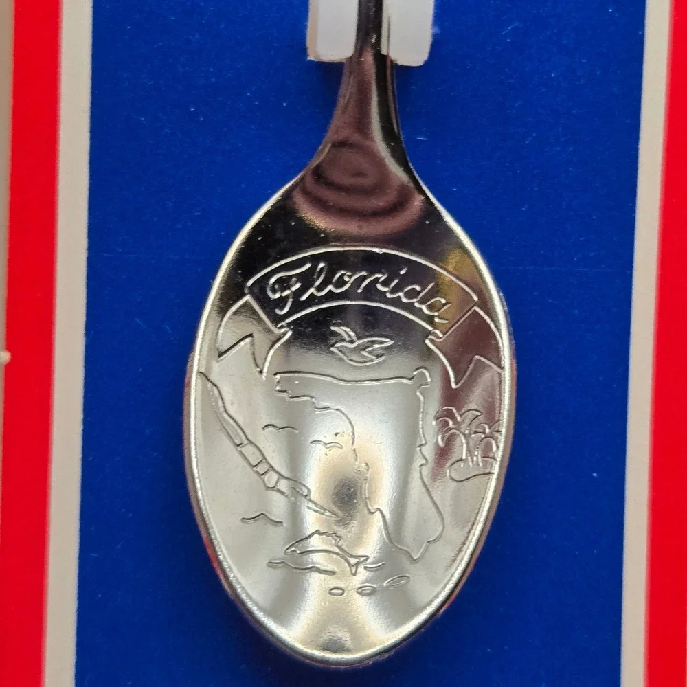 Vintage Florida Souvenir Collector Spoon‎ Set of 5 Cocoa Beach Sarasota Daytona